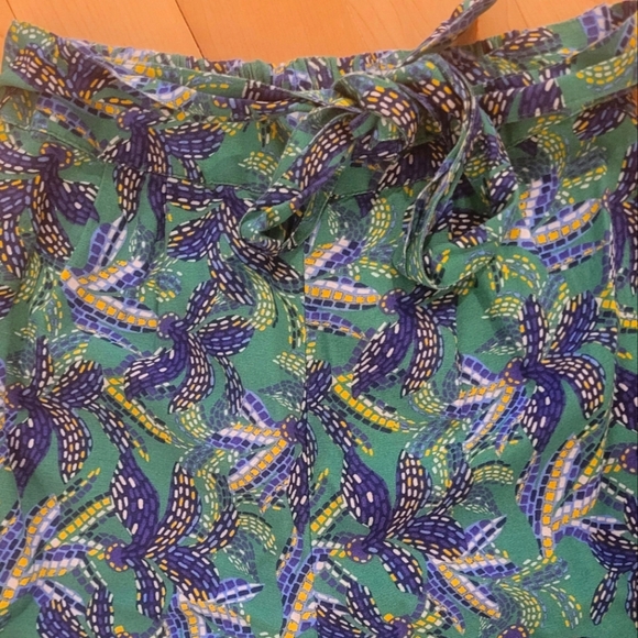 NWOT-Linen Blend Tropical Print Cropped Wide-Leg Pants-Medium - Picture 6 of 6